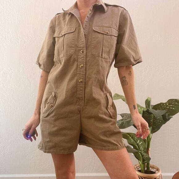 Vintage 1990's Banana Republic Khaki Utility Romper - Picture 2 of 8